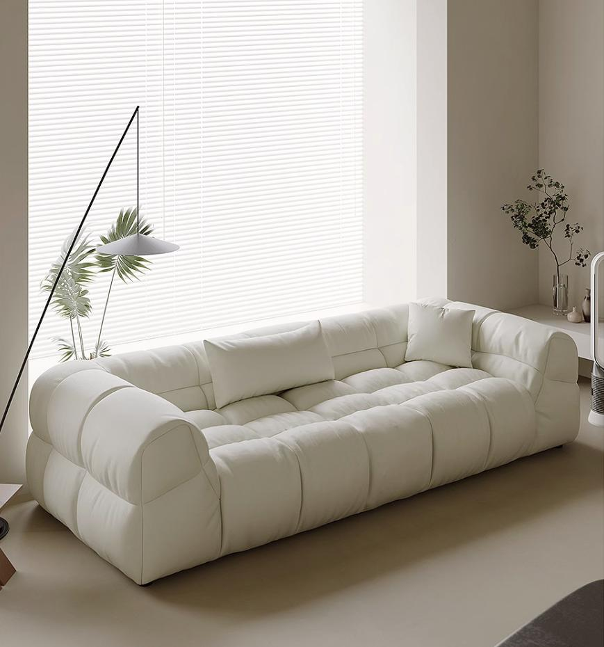 French cream style designer leather sofa for a minimalist style living room fabric decoration