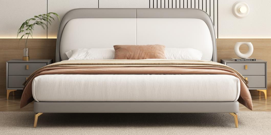 Leather Modern Minimalist Soft-Padded Children's Bed with an Inspired Style - Youthful Solid Wood Storage Bed for Teenagers