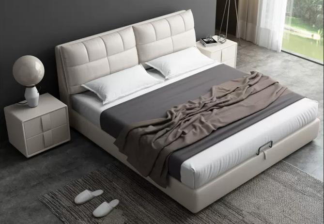 Nordic fabric bed for master bedroom. Modern minimalist design. Washable and reusable. 1.8 meters double bed. In style. Trendy bed for Instagram.