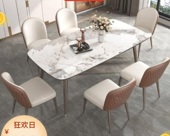 Luxury-lite glossy granite slab dining table, modern and simple home use rectangular dining table for meals, marble dining table.