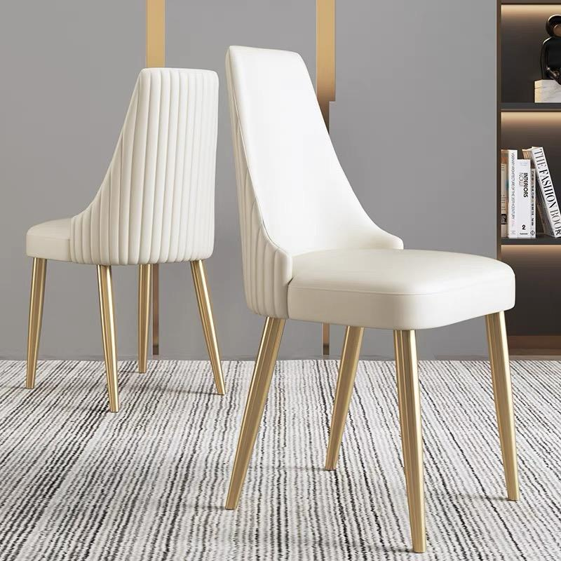 Modern minimalist dining chair, home-use Nordic light luxury backrest chair, Italian hotel restaurant creative leather chair, dining table and stool.