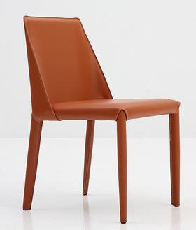 Minimalist saddle leather Italian-style dining chair, modern and simple, suitable for home use, high-end restaurant design, designer light luxury chair, dining table backrest