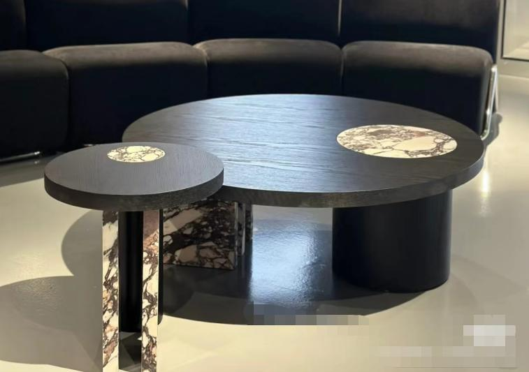 Mid-century retro circular designer natural Balenciaga marble living room coffee table luxury modern combination coffee table