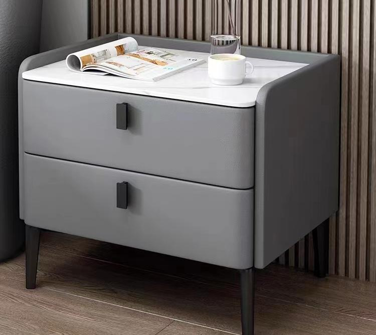 Luxury and sophistication, minimalist and modern style, main bedroom for family use, slate board storage bedside cabinet