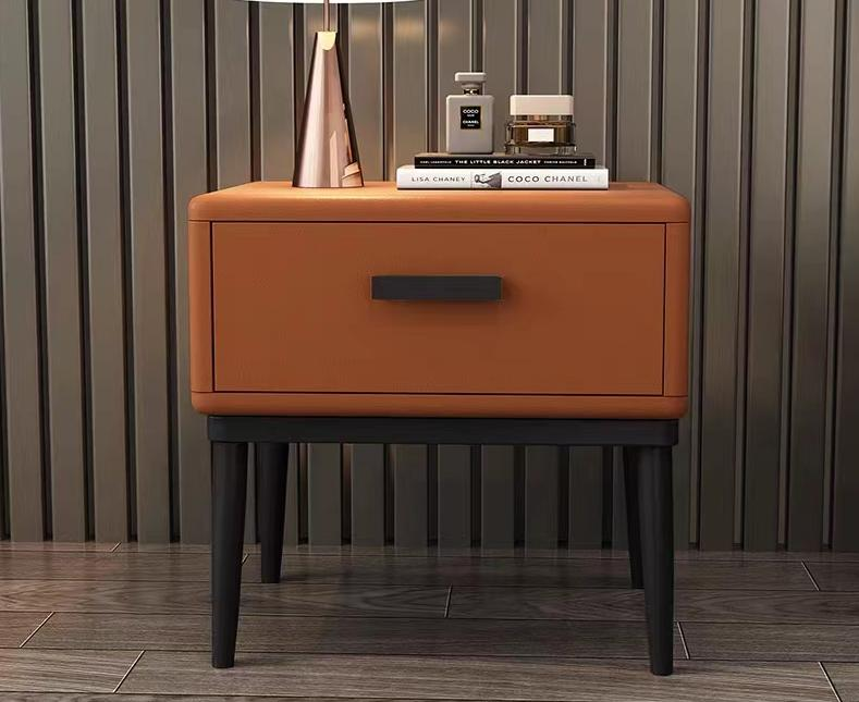 Modern minimalist bedroom storage and organization bedside cabinet for home use Italian minimalist leather bedside table
