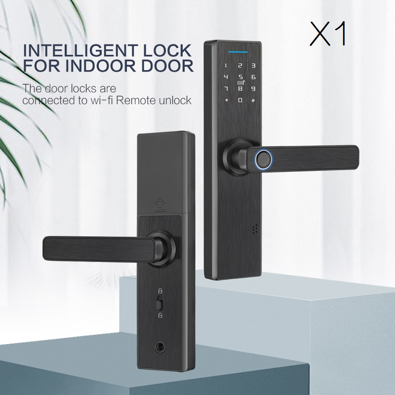 Fingerprint lock, indoor room door password card reading, intelligent electronic door lock, remote App, apartment, hotel, office