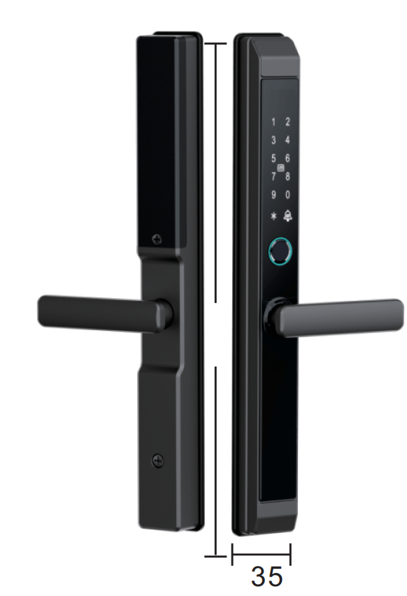 Bridge Aluminum Fingerprint Lock Outdoor Waterproof Courtyard Door Smart Push-Pull Door Sliding Door Password Lock Narrow Edge Door Door Lock