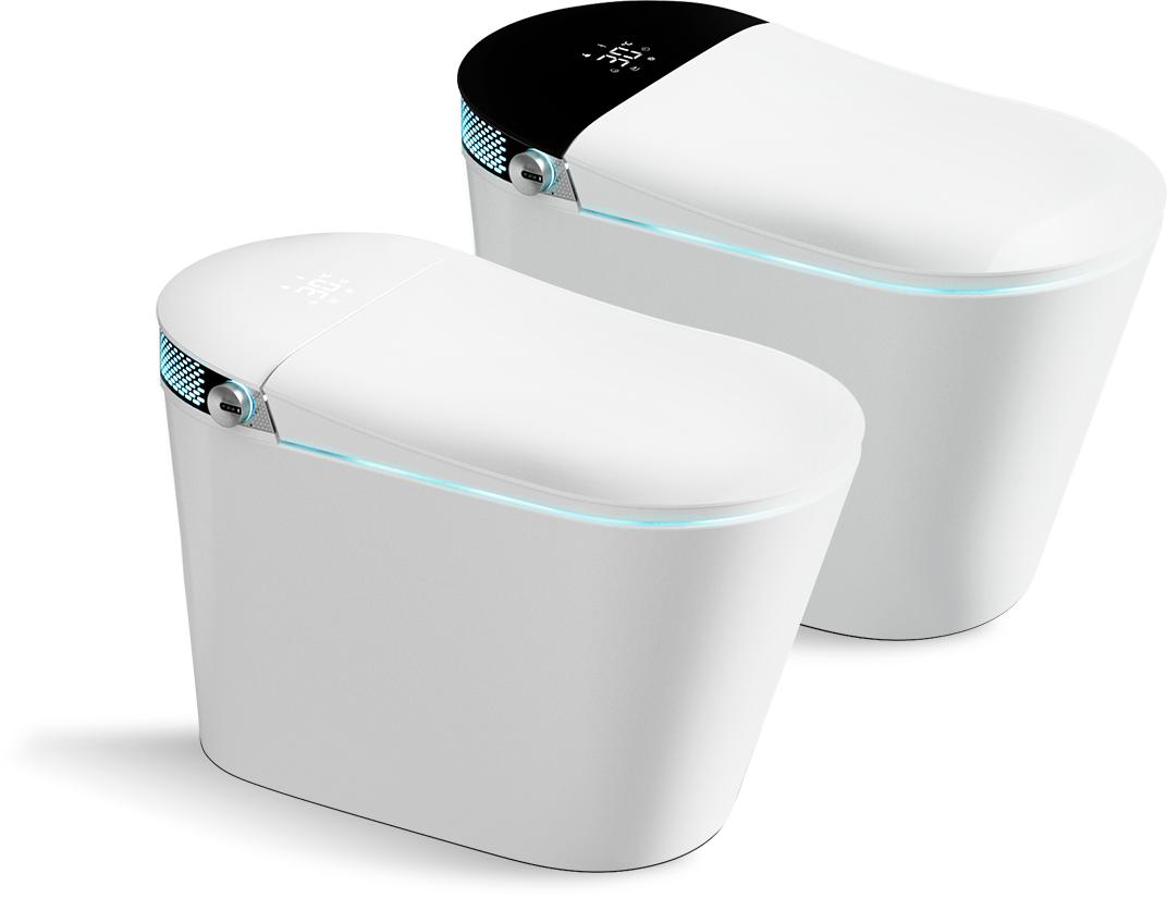 Intelligent toilet with fully automatic function, no water pressure limit, equipped with foam shield and integrated into one unit for sitting.