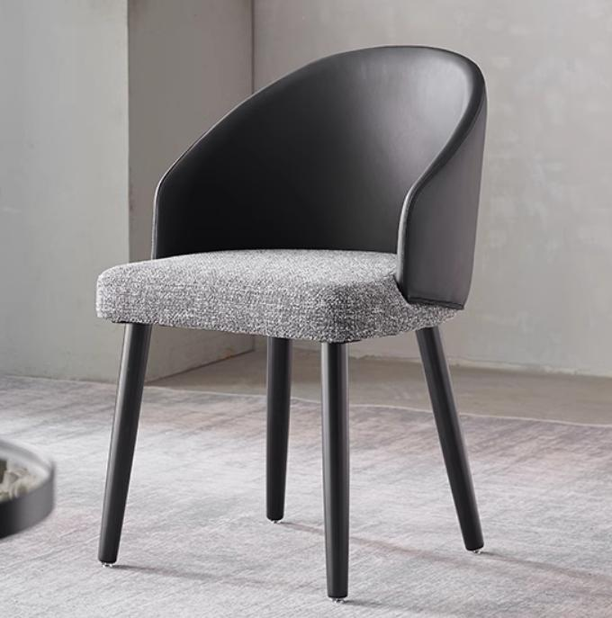Simple and elegant solid wood dining chair, modern and luxurious leather upholstery hotel negotiation designer home use long sitting backrest.