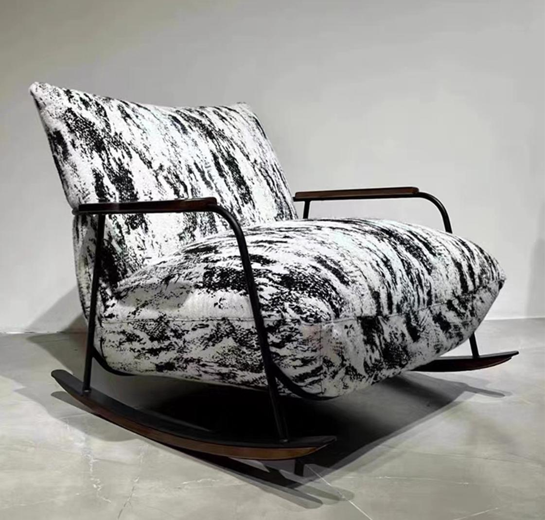 Washi painting rocking chair, lounge chair, balcony sofa, leisure single sofa, home living room sofa, lazy sofa, retro reclining rocking chair