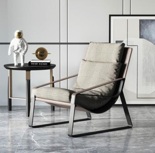 Lazyman's recliner, luxury and high-end home-use balcony leisure chair, living room sofa chair, single-person chaise longue with jacquard pattern, designer Italian-style single chair
