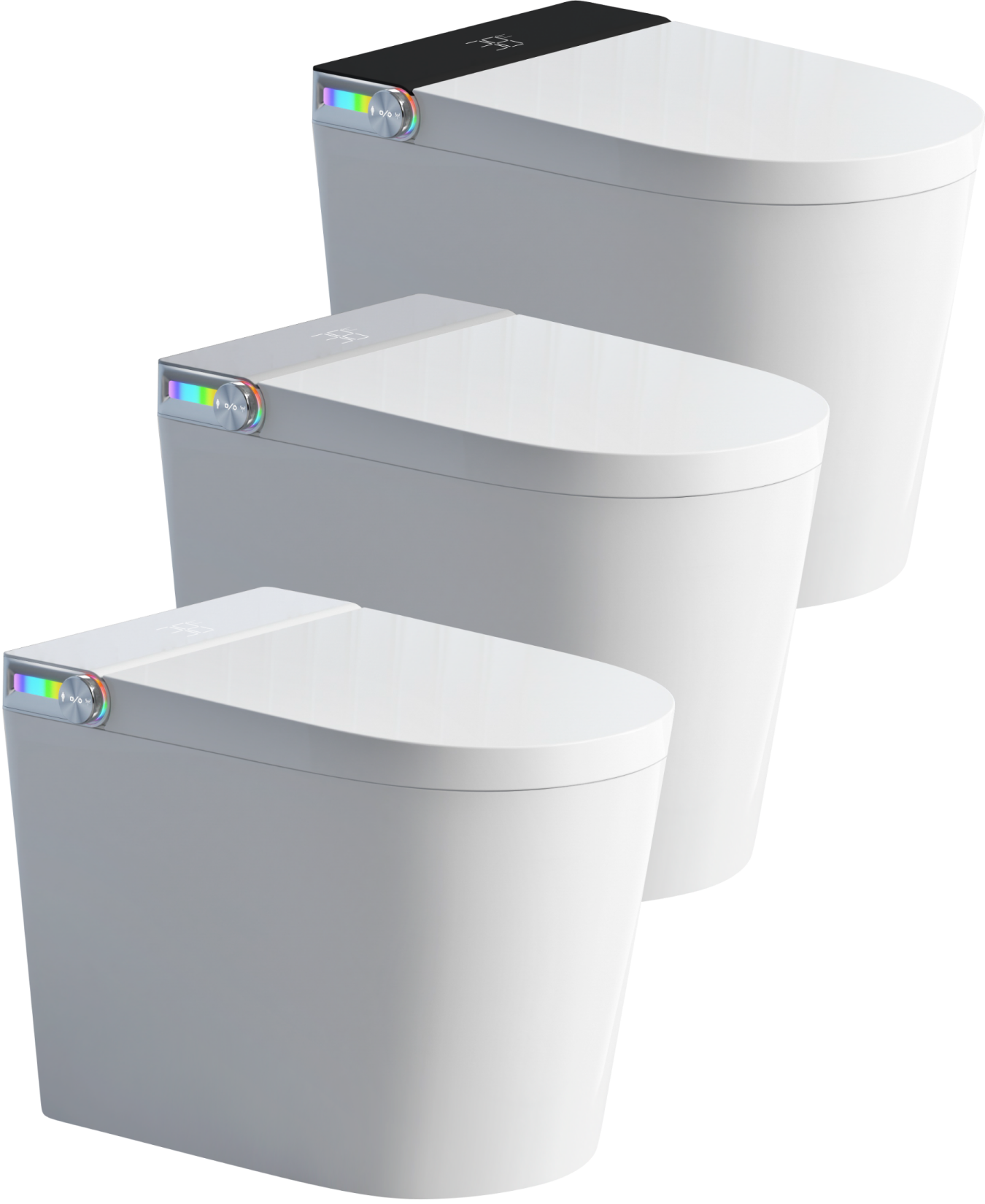 Wall-mounted intelligent sensor toilet unit with integrated functions - fully automatic, sound-controlled, with no water pressure limit - suitable for home use.