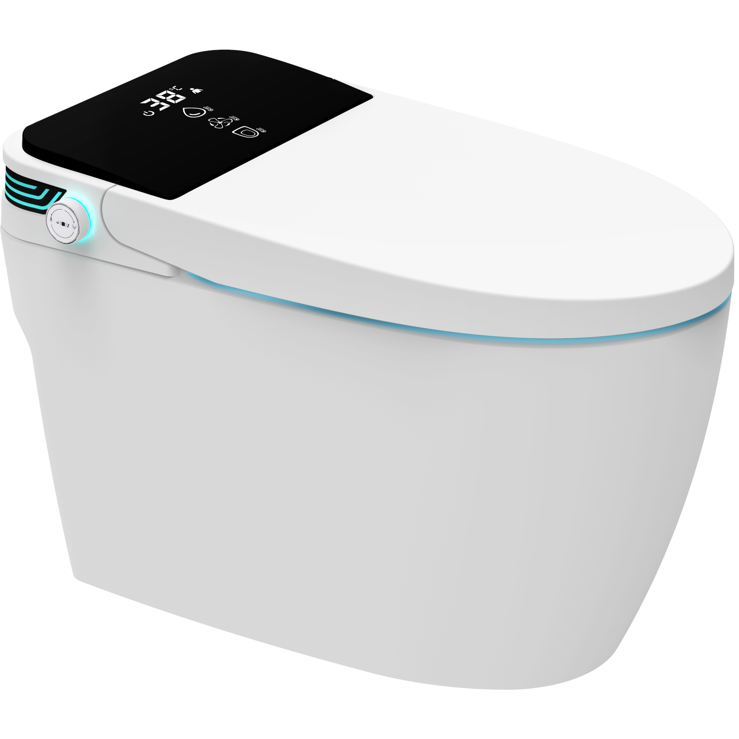 Intelligent voice-controlled toilet with fully automatic flip lid, electrically operated, for home use, wall-mounted type, without water pressure limitation, with siphonic flushing function.