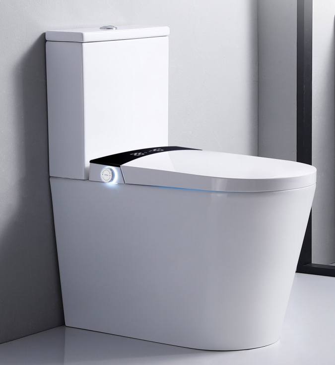 Automatic lid-flipping ceramic water tank smart toilet with intelligent control system