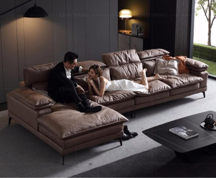 Tech Cloth Sofa Latex Italian Minimalist Living Room Retro Corner Washable Fabric Down Sofa Set