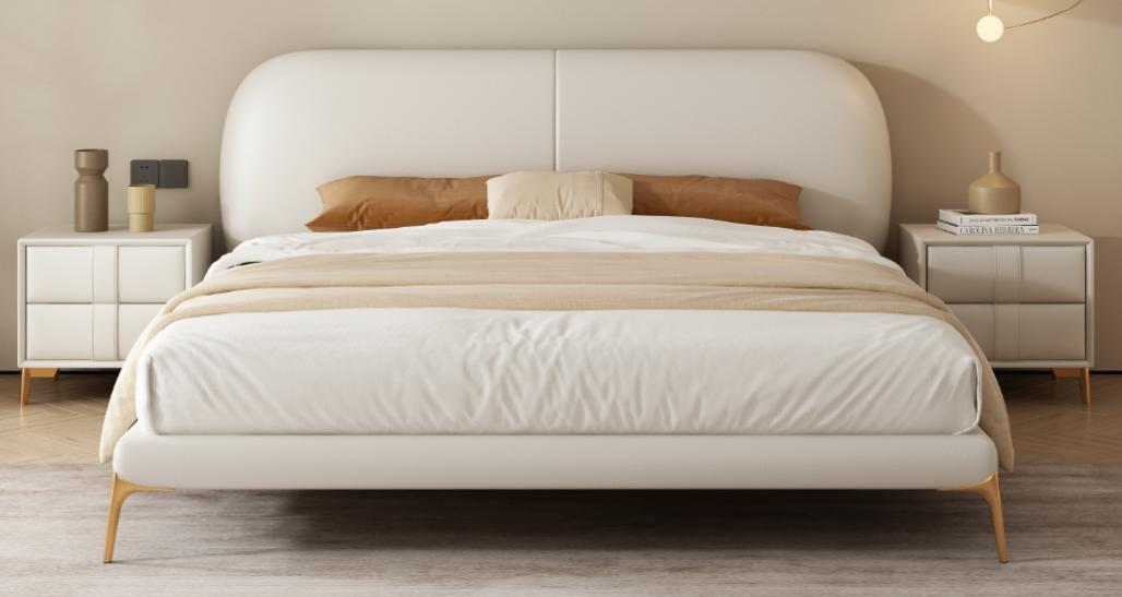 Modern minimalist leather bed with minimalist luxury touch.