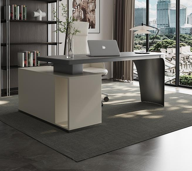 High-end feeling granite slab desk with modern minimalist corner design, suitable for home office use, computer writing desk, desk for writing and studying.