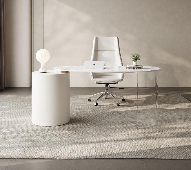 Quartz slab desk, home study desk, writing desk for light luxury office, acrylic suspended computer desk