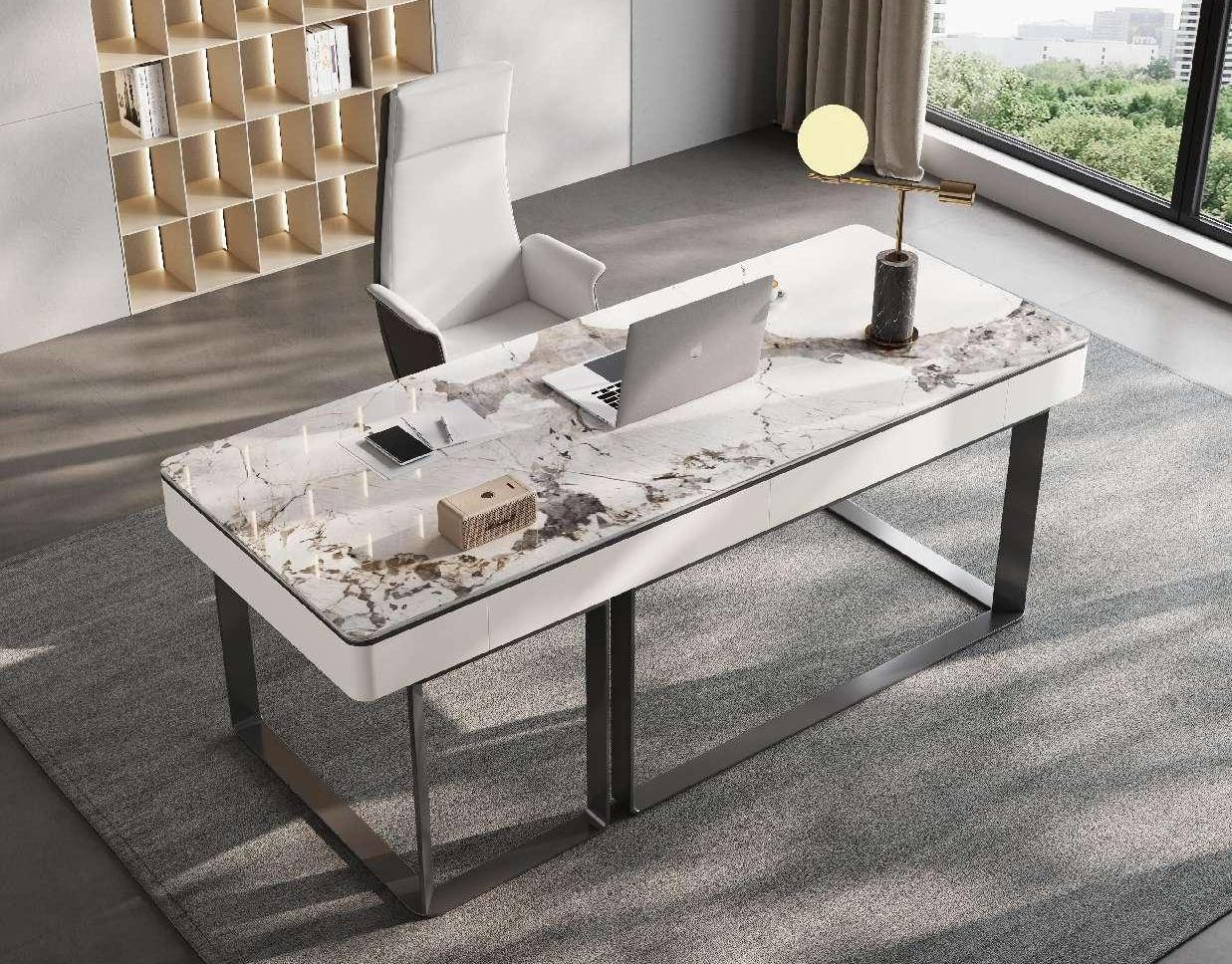 Quartz slab desk, home study desk, writing desk for light luxury office, acrylic suspended computer desk