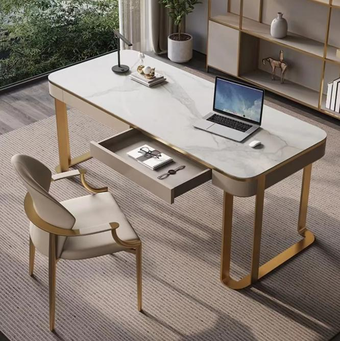 Luxury-lite desk, modern and simple desktop computer desk, granite slab, home office desk