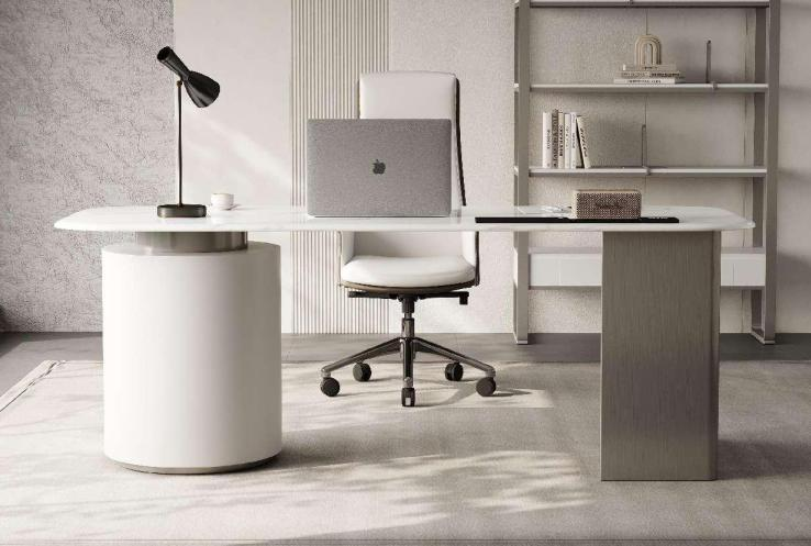 Italian minimalist desk, modern and simple design, designer-made, high-end stainless steel writing desk, office desk, study desk, computer desk.