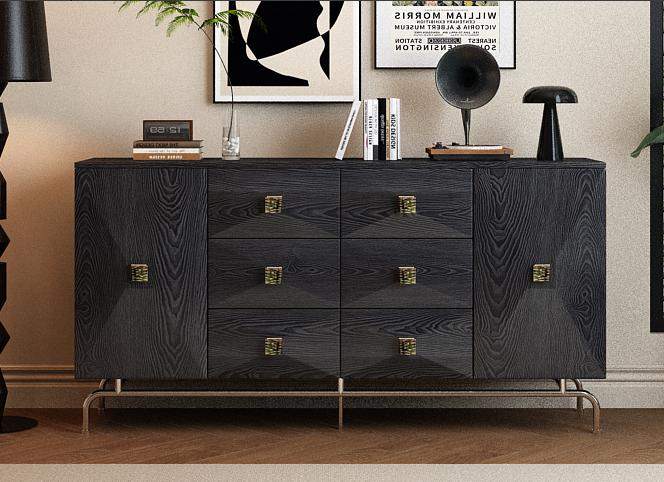 French-style vintage solid wood American-style villa living room storage cabinet with antique-style sideboard for dining area