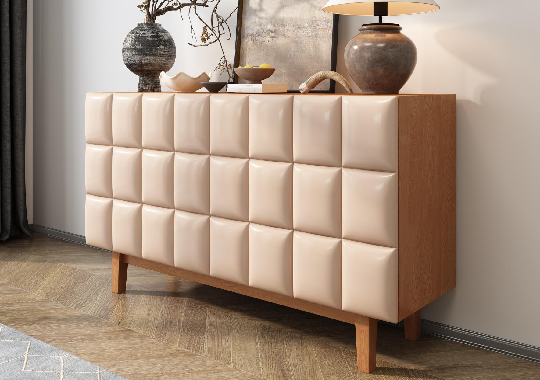 Solid wood vintage six-drawer chest, antique-style storage cabinet, sideboard for dining room, storage solution