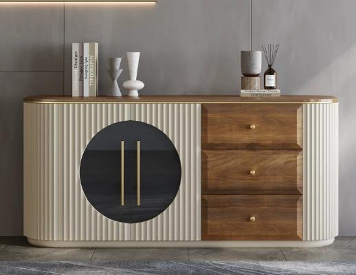 High-end and semi-luxurious style solid wood sideboard for dining room; modern dining room wall-mounted floor-standing storage cabinet
