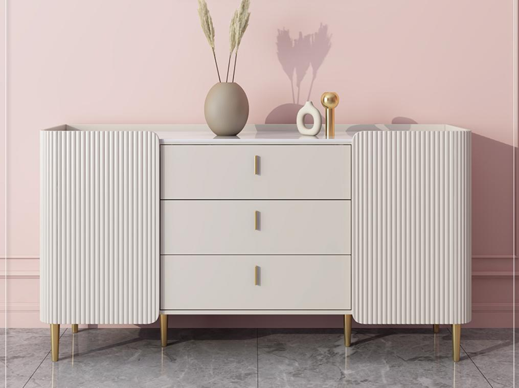 Sideboard with light luxury modern glossy granite countertop wall-mounted integrated storage cabinet