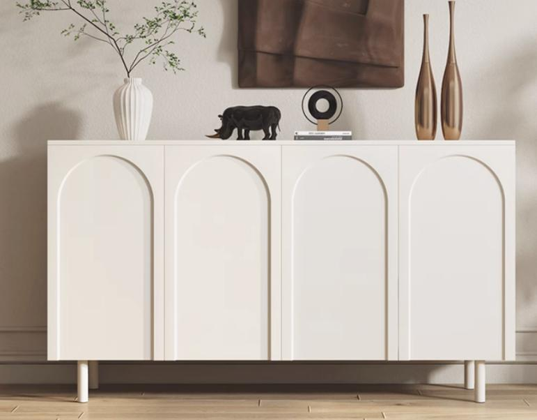 Cream-colored style storage cabinet, modern and simple design, large capacity, dining sideboard.