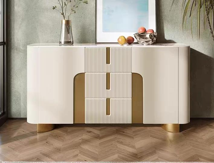 Light luxury wall-mounted solid wood storage cabinet, modern minimalist sideboard