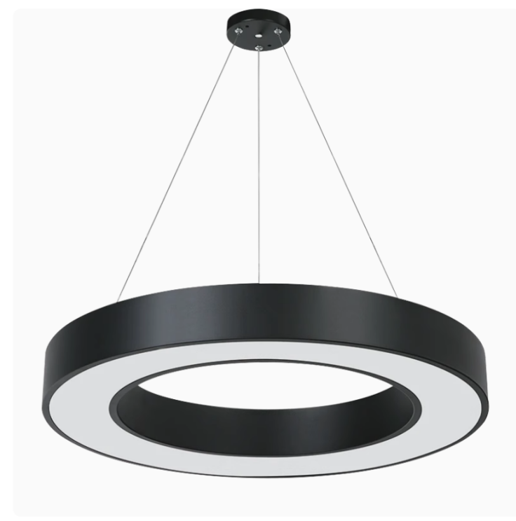 LED circular ring industrial style lighting fixture with hollow circular ring-shaped pendant lamp