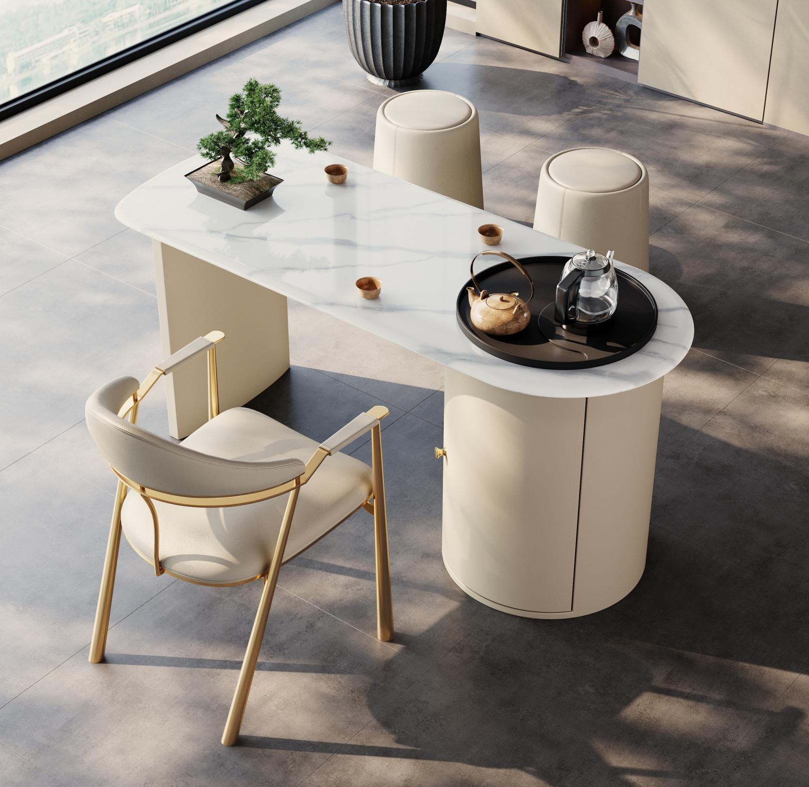 Balcony tea table, small-sized, for home use, modern and simple style tea table, marble and granite countertop tea table, tea table