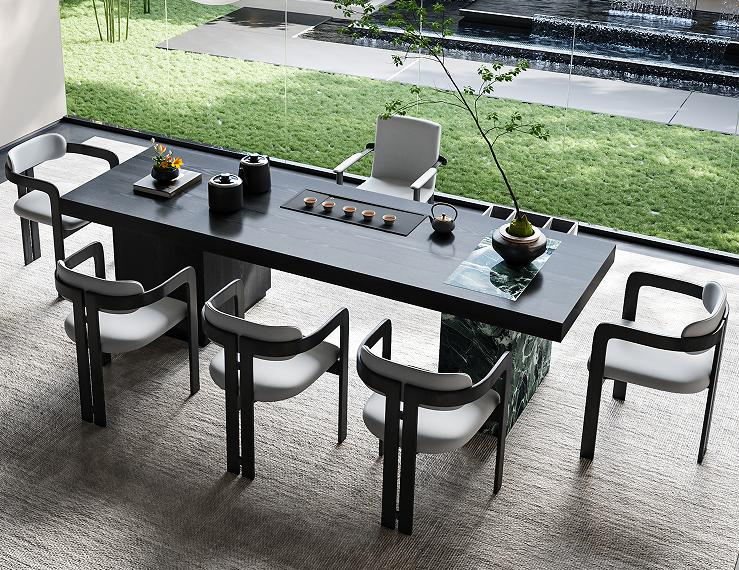 Luxury-Style Modern Solid Wood Tea Table for High-End Homes, Designer Model with Granite Top, Suitable for Living Rooms and Family Use