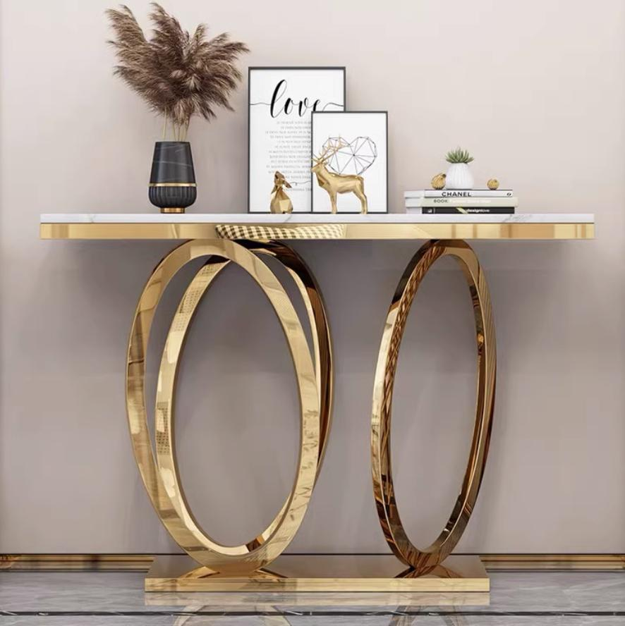 Stainless steel and marble entrance hall stylish and luxurious partition table for modern minimalist hallway storage rack