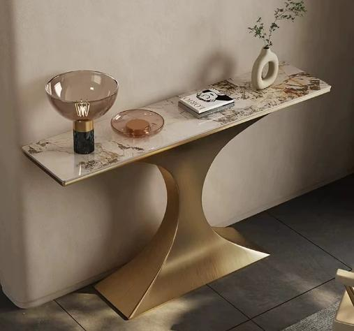 Luxury-luxurious creative granite countertop for home entrance table, entrance counter, living room, simple wall-mounted decorative end table.