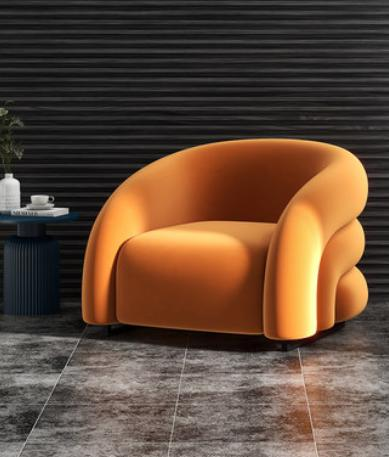 Luxury semi-enclosed single sofa for a cozy living room, lounge-style sofa chair with fabric upholstery for the balcony of the living room, a lazy sofa for the balcony of the living room.