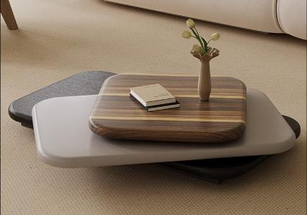 Simple Rotating Coffee Table with Solid Wood Finish for Irregular-shaped Living Room, Home Use, Creative Furniture for Internet Follower, Small House Design