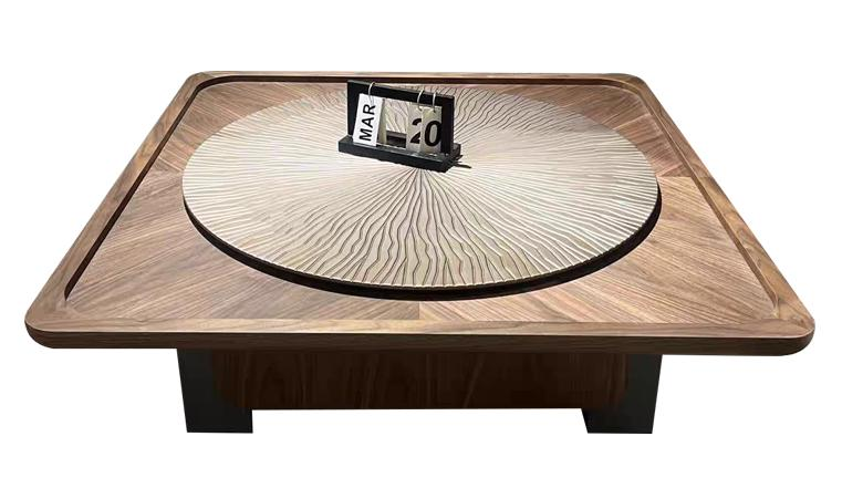 Mid-Century Modern Style Solid Wood Coffee Table for Living Room, Suitable for Small Households, Light Luxury, High-Class Feel, Square Walnut Wood Coffee Table