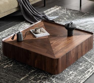 Walnut wood coffee table, solid wood small table, suitable for home living room, light luxury and high-end feeling