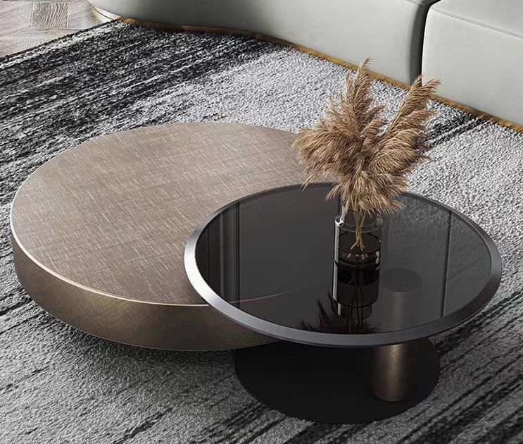 Round coffee table minimalist and luxurious small-sized living room set of tea tables mother-and-daughter tea tables
