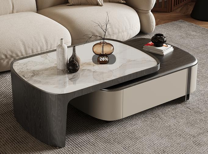 Minimalist Extendable Coffee Table for Modern Minimalist Small-Living-Area Living Room and Home Use Rock-Style Coffee Table