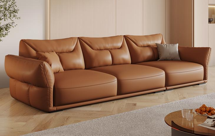 Luxury Minimalist Leather Combination Sofa with Top-grain Cowhide - Modern Minimalist Furniture for Small-Living-Style Luxury Living Room