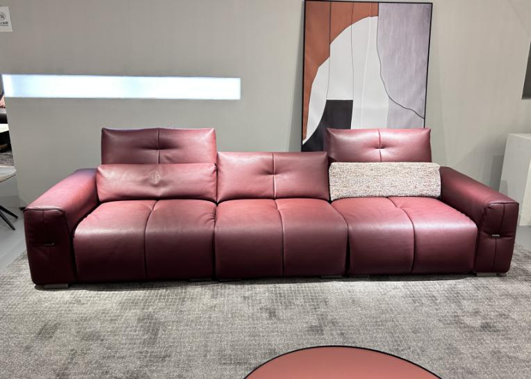 Minimalist living room design with a wash-free, creative, leather-like fabric sofa featuring pixel-like electric functions.