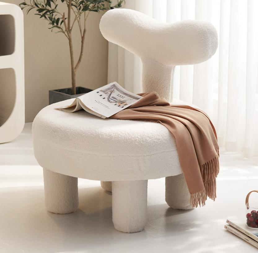 Lamb's wool small stool, household stool, animal stool, modern minimalist living room sofa stool
