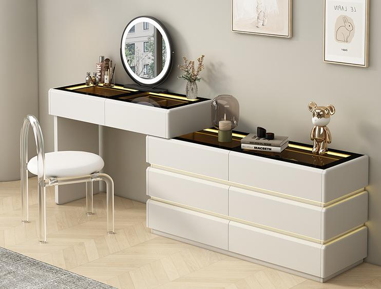 Multi-functional drawer cabinet integrated with modern minimalist and luxury style, exuding a sense of sophistication and elegance.