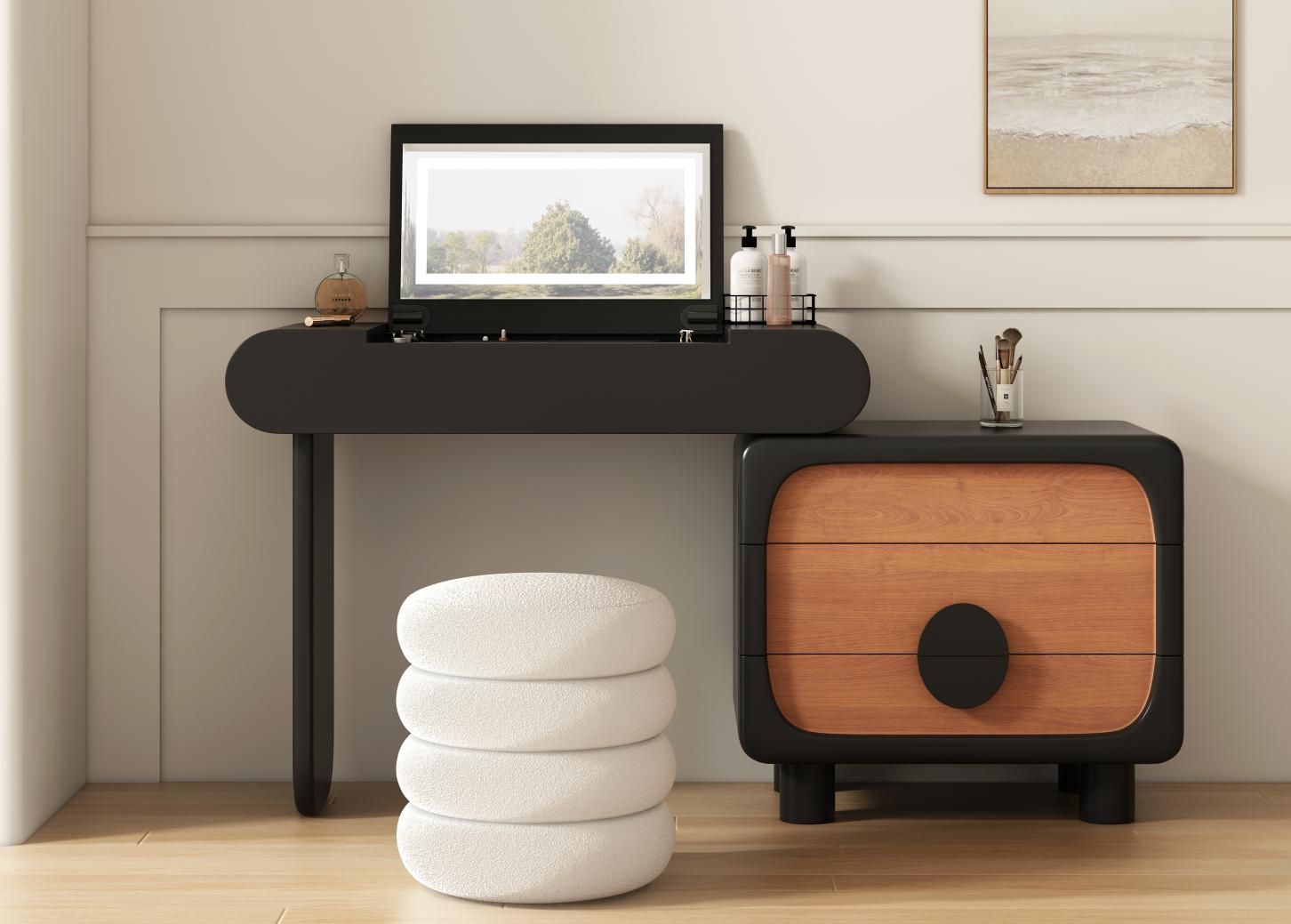 Modern minimalist and luxurious dressing table and chest in one piece for bedroom, minimalist vanity table for bedroom