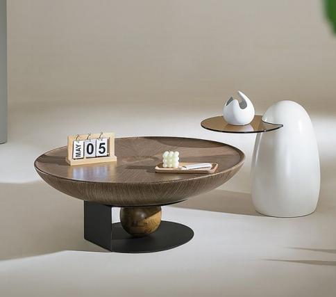 Round coffee table, luxury and modern style, small-sized apartment, simple design, minimalist style, home use, coffee table set for living room combination