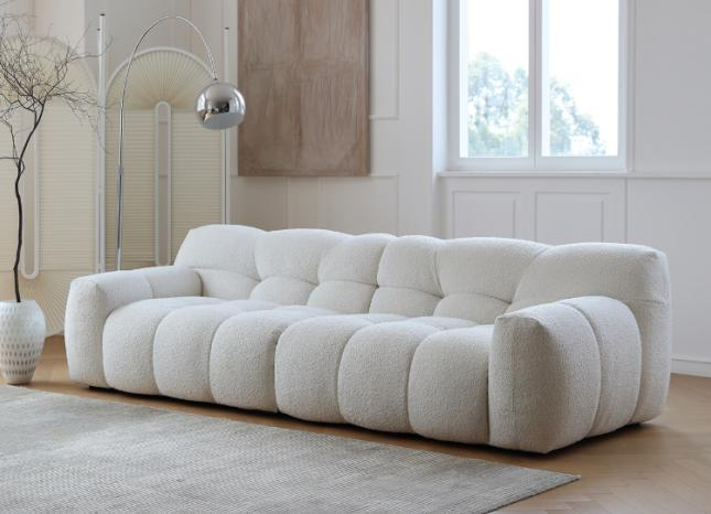 Creamy style candy-colored sofa with snowflake texture, soft and luxurious, featuring an inspired retro cotton candy fabric design.